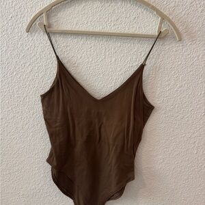 Gaze Brown Spaghetti Strap Bodysuit
